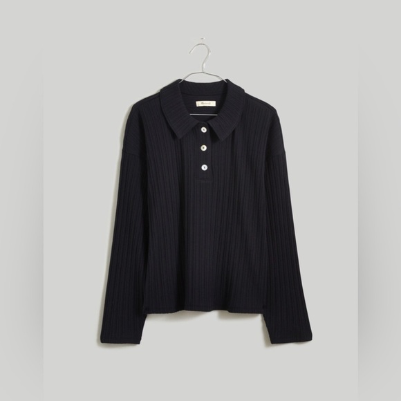 Madewell Variegated Rib Boxy Polo Shirt - Picture 11 of 11